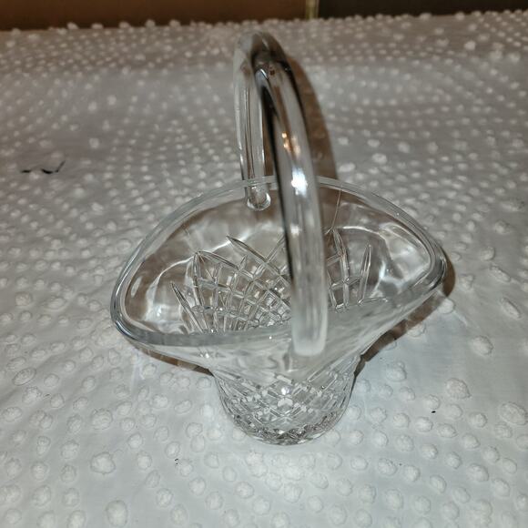 Crystal Clear Glass easter basket planter VASE diamond cut pattern woven - Picture 4 of 9